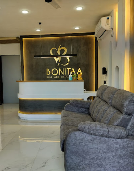 Bonitaa Skin and Hair Clinic's interior design and welcoming area are modern and attractive.